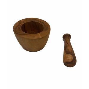 Hand Carved Natural Wooden Mortar and Pestle Vintage Rustic Look kitchen Tool